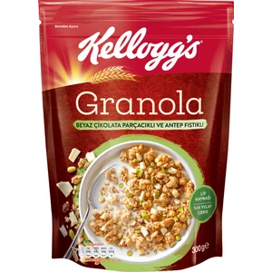 Granola Beyaz Çikolata Parçacıklı ve Antep Fıstıklı 300 Gr; 46% Yulaf İçerir