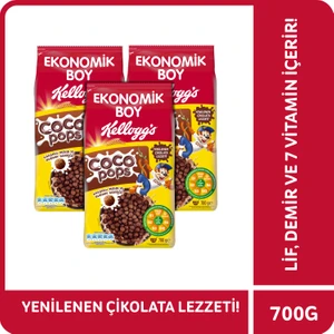 Coco Pops Çikolatalı Buğday ve Mısır Gevreği 700 gr x 3 Adet, Lif, Demir ve 6 Vitamin içerir