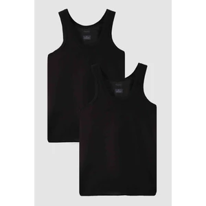 Ds Damat Siyah Standart Fit Nefes Alabilen Teri Emen %100 Pamuklu 2'li Atlet 1HC12ORTATL02