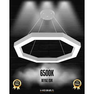 Octagon (Gri Kasa, Beyaz Işık) Ledli Modern Sarkıt Linear LED Avize Salon Mutfak Oturma Odası Yatak Odası Antre Hol LED