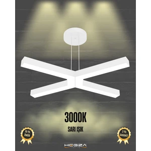 Bambino (Beyaz Kasa, Sarı Işık) Ledli Modern Sarkıt Linear LED Avize Salon Mutfak Oturma Odası Yatak Odası Antre Hol LED