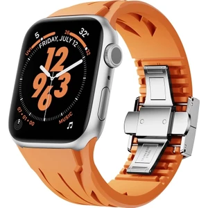 Apple Watch 10 46MM KRD-127 Metal Tokalı Uzunluk Ayarlı Silikon Kordon