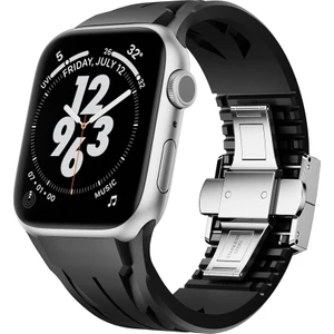 Apple Watch 10 46MM KRD-127 Metal Tokalı Uzunluk Ayarlı Silikon Kordon