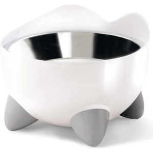 Cat İt Pıxı Yükseltilmiş Besleme TabağıBıyık Stressiz Yiyecek ve Su Kedi Kasesi Beyaz