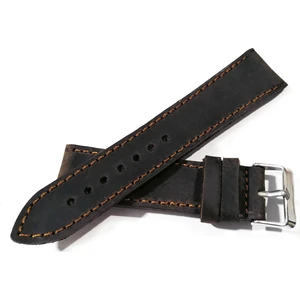 Greyzi Deri Fosil & Her Saate Uygun Saat Kordonu 22 mm  Koyu Kahve