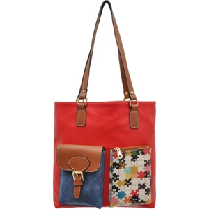 Kadın Vegan Deri Kırmızı Omuz Çantası - In the puzzle Tasarım