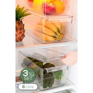 3lü 8 Litre Kapaklı Maxi Buzdolabı Dolapiçi Düzenleyici Organizer