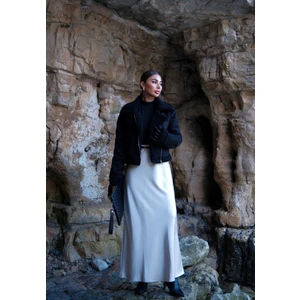 Sindi Moda Peluş Kaplama Süet Crop Kaban 6859