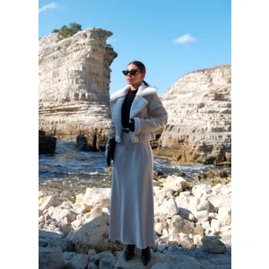 Sindi Moda Peluş Kaplama Süet Crop Kaban