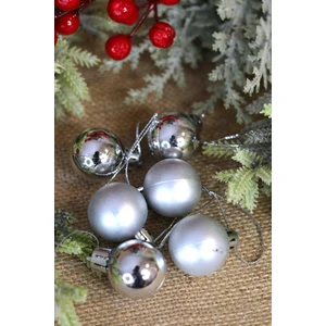 Patladı Gitti Yılbaşı Ağaç Süsü 3 cm Gümüş Top  6lı