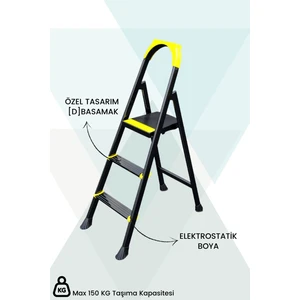 Banyo Alp Siyah 2+1 Metal Basamaklı Katlanabilir Merdiven