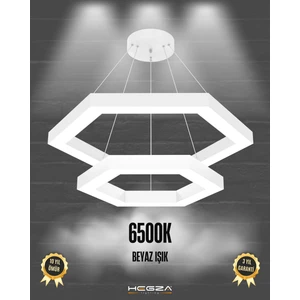 Hexagon Piramit (Beyaz Kasa, Beyaz Işık) Ledli Modern Sarkıt LED Avize