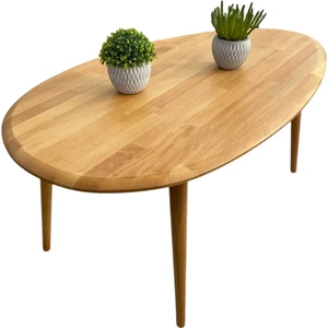 Faw Decor Asimetrik Oval Masif Ahşap Orta Sehpa