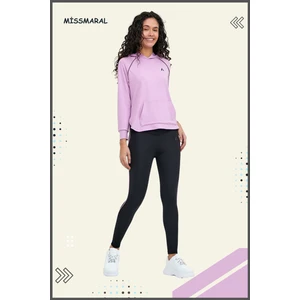 Miss Maral Kadın Eşofman Takım Lila /siyah Spor Tunik & Toparlayıcı Tayt Dalgıç Kumaş Sports And Casual 13060