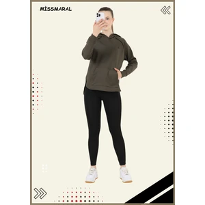 Miss Maral Kadın Eşofman Takım Haki Rengi Spor Tunik & Toparlayıcı Tayt Dalgıç Kumaş Sports And Casual 13060