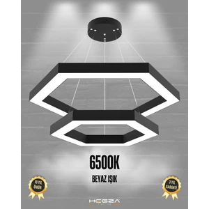 Hexagon Piramit ( Siyah Kasa, Beyaz Işık ) Ledli Modern Sarkıt LED Avize