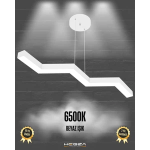 Sega (Beyaz Kasa, Beyaz Işık) Ledli Modern Sarkıt Linear LED Avize Salon Mutfak Oturma Odası Yatak Odası Antre Hol LED