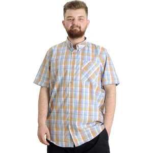 Mode Xl Büyük Beden Erkek Gömlek Ekose Kısa Kollu 23301 Yeşil