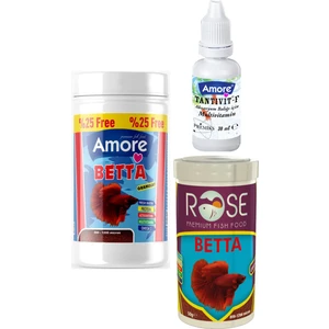 Betta Granules Fish Food 125 ml Rose 100 ml Beta Balığı Yemi Multivitamin 30 cc