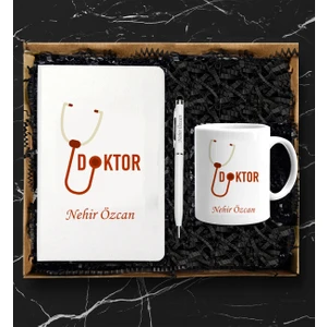 Kişiye Özel Doktor Temalı Defter Kalem Kupa Seti