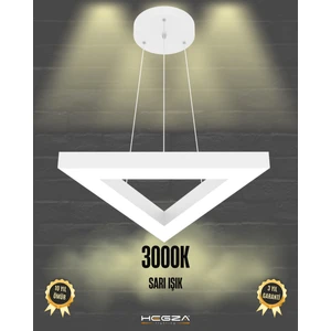 Trian (Beyaz Kasa, Sarı Işık) Ledli Modern Sarkıt Linear LED Avize Salon Mutfak Oturma Odası Yatak Odası Antre Hol LED