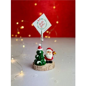 Yılbaşı Noel Baba ve Çam Ağacı Tasarımlı Sevimli Not Fotoğraf Tutacağı Yeni Yıl Dekoru