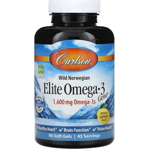 Wild Norwegian Elite Omega-3 Gems Natural Lemon 1,600 Mg 90 Soft Gels