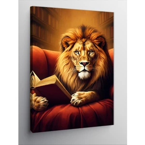 Kanvas Tablo Kırmızı Koltukta Aslan