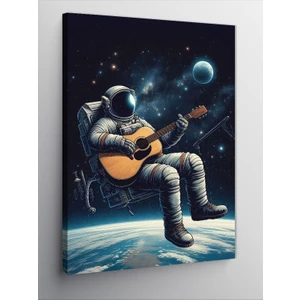 Kanvas Tablo Ayda Gitar Çalan Astronot