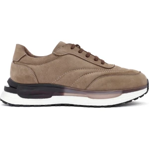Erkek Bej Bağcıklı Nubuk Deri Sneaker 24WFD6712V3