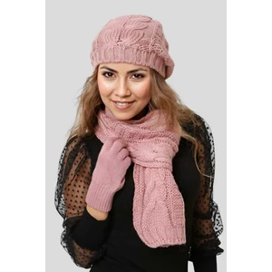 Kadın Örgü Triko Atkı Eldiven Bere Takımı 3'lü Set