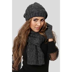 Kadın Örgü Triko Atkı Eldiven Bere Takımı 3'lü Set