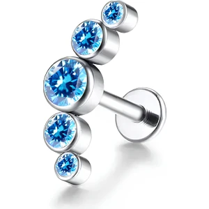 Titanyum Avusturya Zirkon Taşlı Helix Piercing - Helix Piercing - F136 Titanyum Piercing