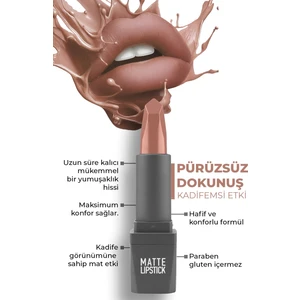 Yoğun Renk Veren Uzun Süre Kalıcı Nemlendirici Kadifemsi Mat Ruj - Matte Lipstick 401 Soft Pink
