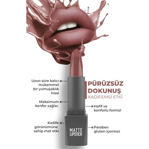 Yoğun Renk Veren Uzun Süre Kalıcı Nemlendirici Kadifemsi Mat Ruj - Matte Lipstick 409 Rose Apricot