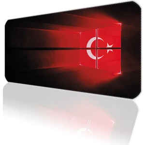 70X30 Türk Bayrağı Ilyuka MP017030 Büyük Boy Xl Gaming Mousepad Dikişli Kenar Kaymaz Taban 70X30CM