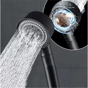 Spech Power Siyah Turbo 5 Fonksiyonlu Pervaneli Duş Başlığı - Su Tasarruflu El Duşu Blackedition