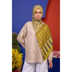 Moda Mevsimi İpekhan Soft Pamuk Etro Desen Şal 3049-11 Yağ Yeşili