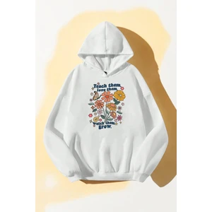Flowers  Baskılı Oversize Sweatshirt