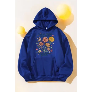 Uygun Tarz Flowers  Baskılı Oversize Sweatshirt