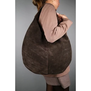 Puja Kahve Cilt Kahve  Süet Deri Kadın Omuz Çantası