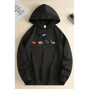 Uygun Tarz Uzaylı Dinazor Baskılı Oversize Sweatshirt