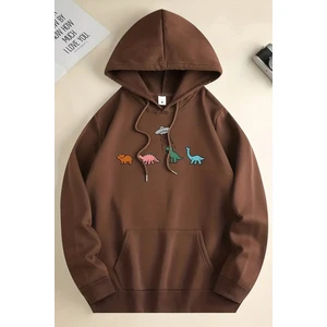 Uygun Tarz Uzaylı Dinazor Baskılı Oversize Sweatshirt
