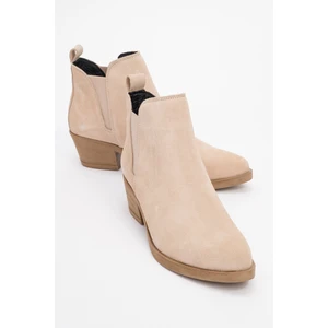 Dovena Bej Süet  Deri Lastikli Kadın Topuklu Bot