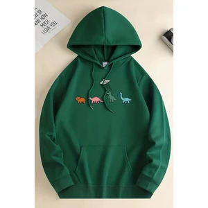 Uygun Tarz Uzaylı Dinazor Baskılı Oversize Sweatshirt