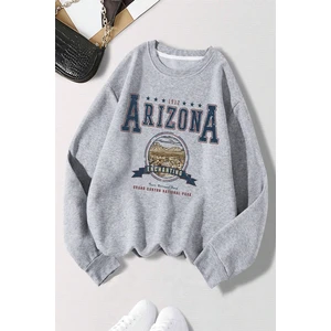 Uygun Tarz Arizona Baskılı Oversize Sweatshirt