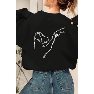 Uygun Tarz Can Dostum Baskılı Oversize Sweatshirt