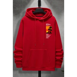 Uygun Tarz Beach Baskılı Oversize Sweatshirt