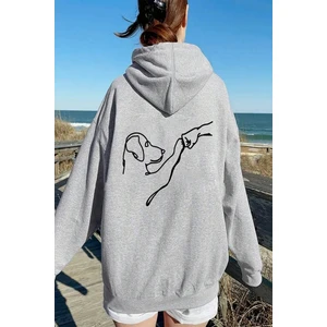 Uygun Tarz Can Dostum Baskılı Oversize Sweatshirt