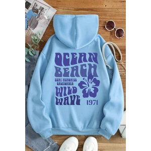 Uygun Tarz Ocean Beach Baskılı Oversize Sweatshirt